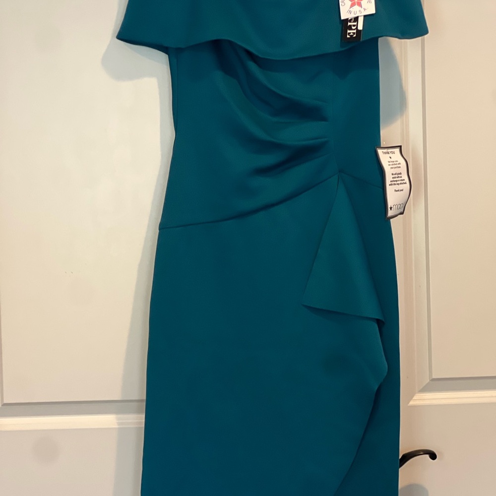 Xscape Strapless Teal Dress